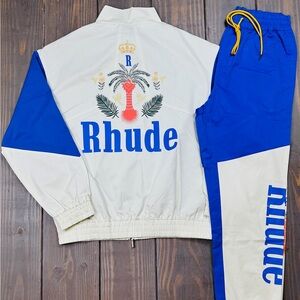 Rhude Cream and Blue Tracksuit